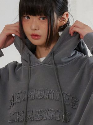 메모리즈 아플리케 피그먼트 후드티셔츠