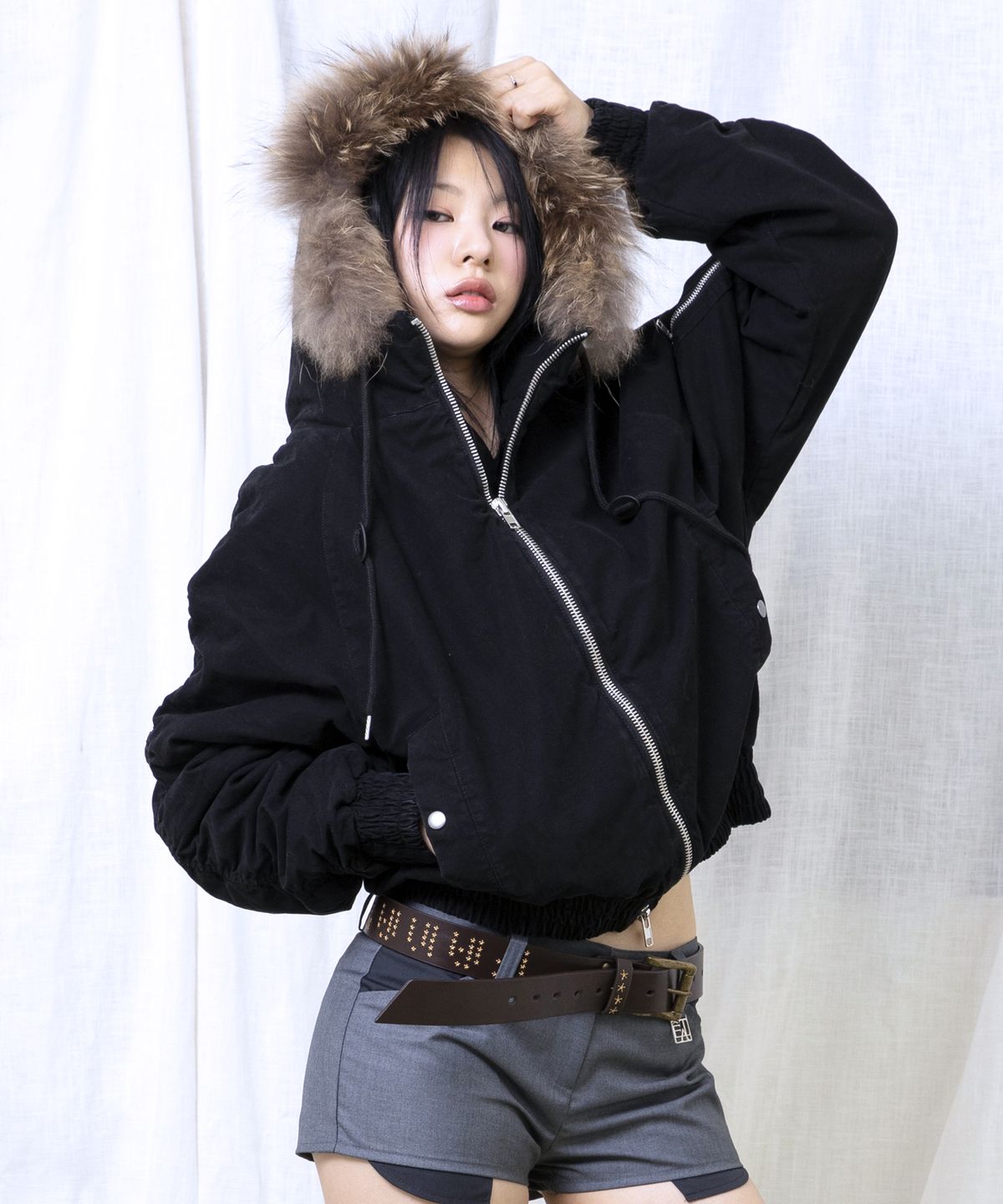 글랙(GLACK) GJ098 러스티 N2B 숏 파카 (BLACK)