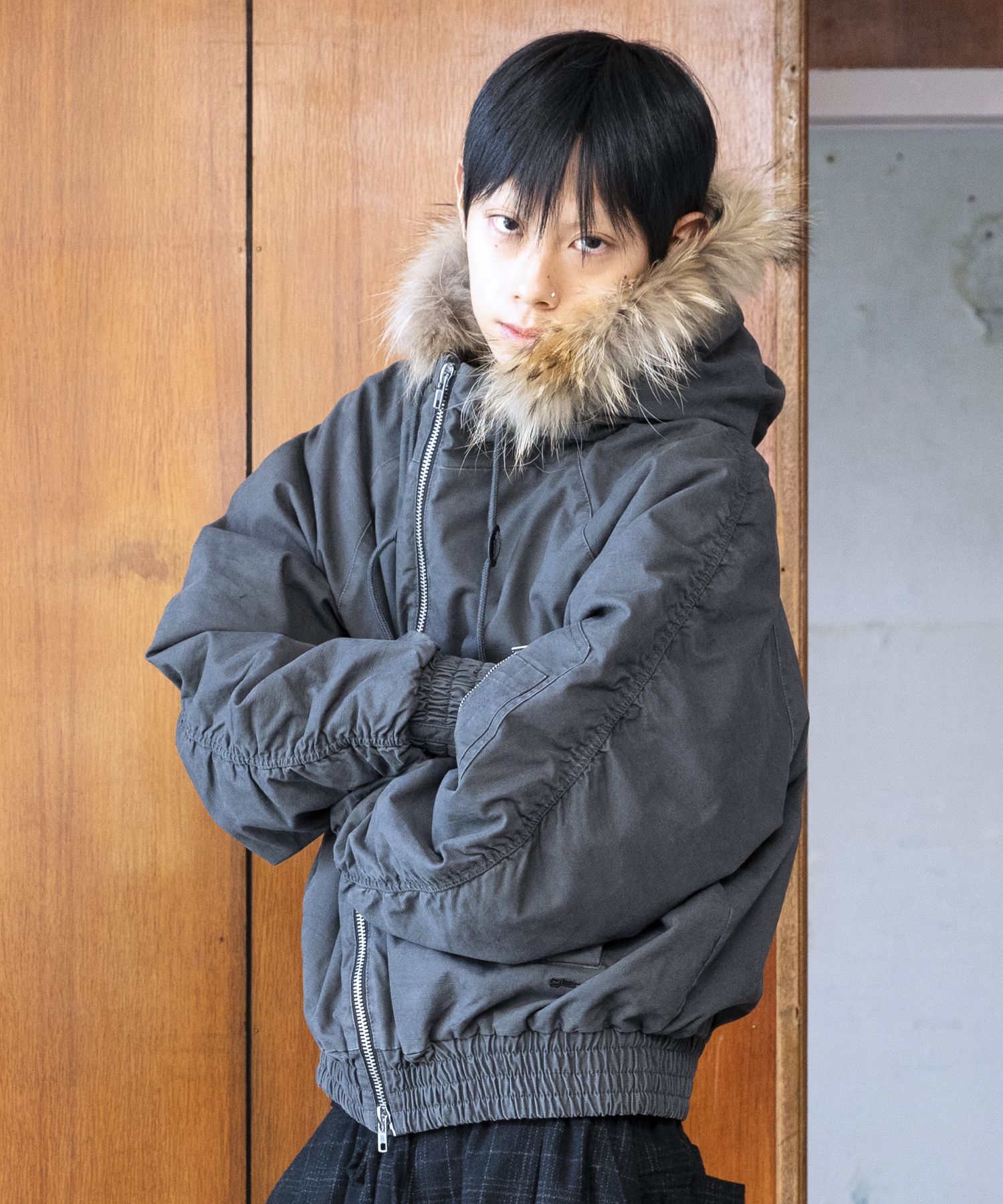 MUSINSA公式 | GLACK GJ098 Rusty N2B Short Parka (GRAY)