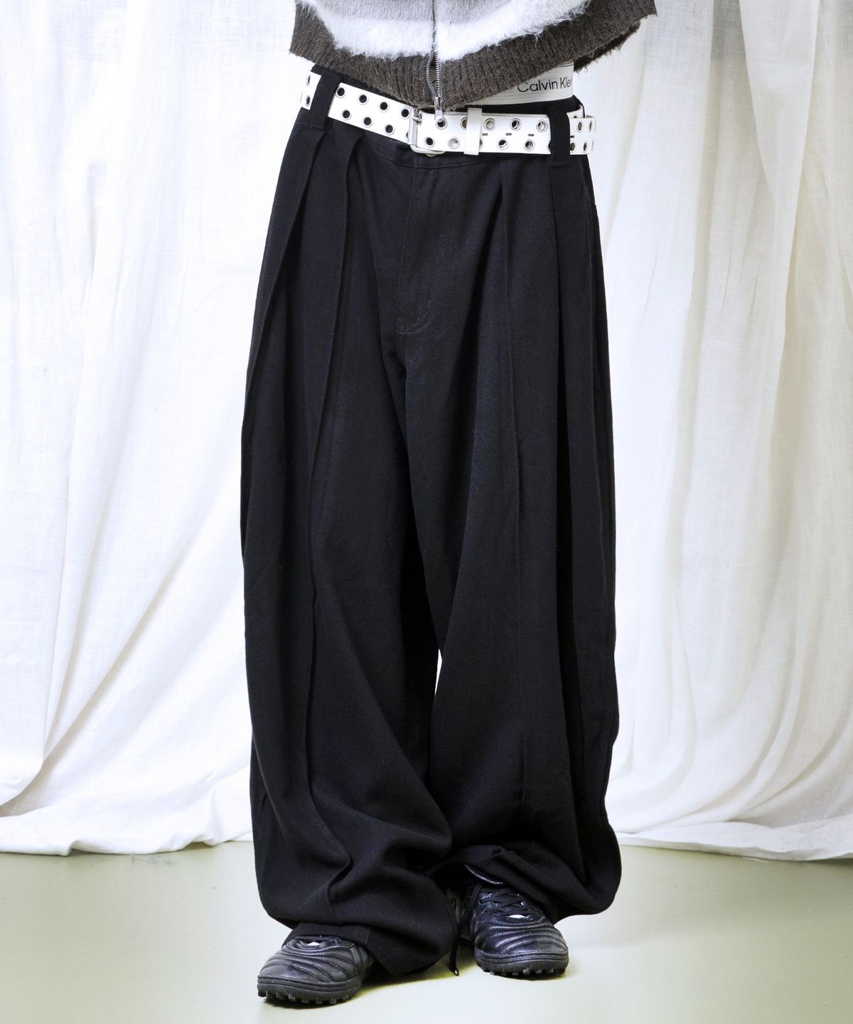글랙(GLACK) GP150 스플릿 와이드 슬랙스 (BLACK)