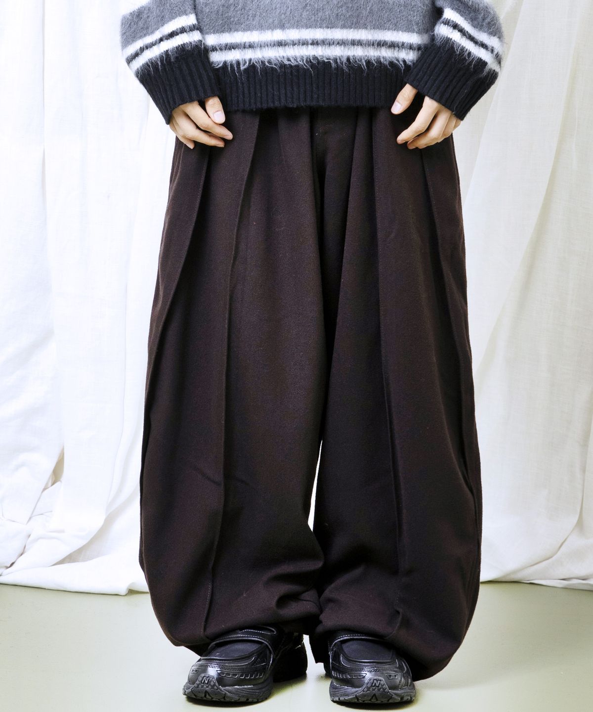 글랙(GLACK) GP150 스플릿 와이드 슬랙스 (BROWN)
