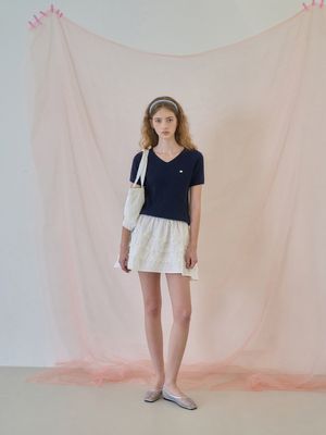 Even wool v-neck knit - Navy