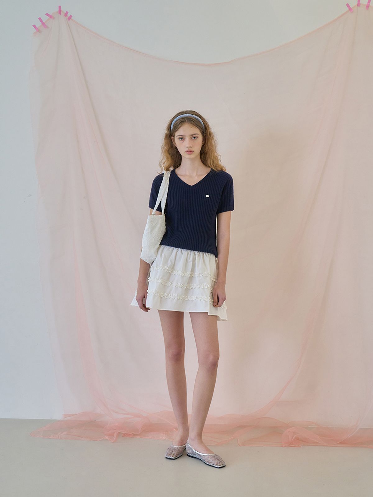 어패럴아카이브(APPAREL ARCHIVE) Even wool v-neck knit - Navy