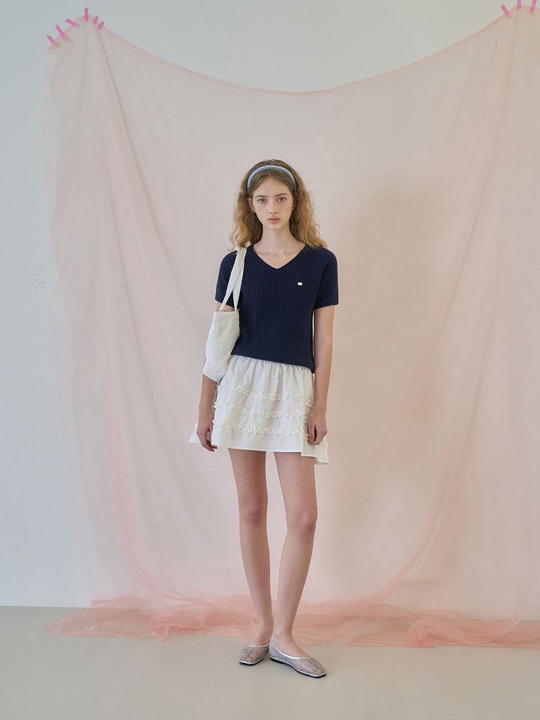 Even wool v-neck knit - Navy
