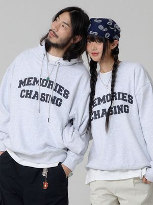 메모리즈 아트웍 솔리드 후드티셔츠_화이트멜란지