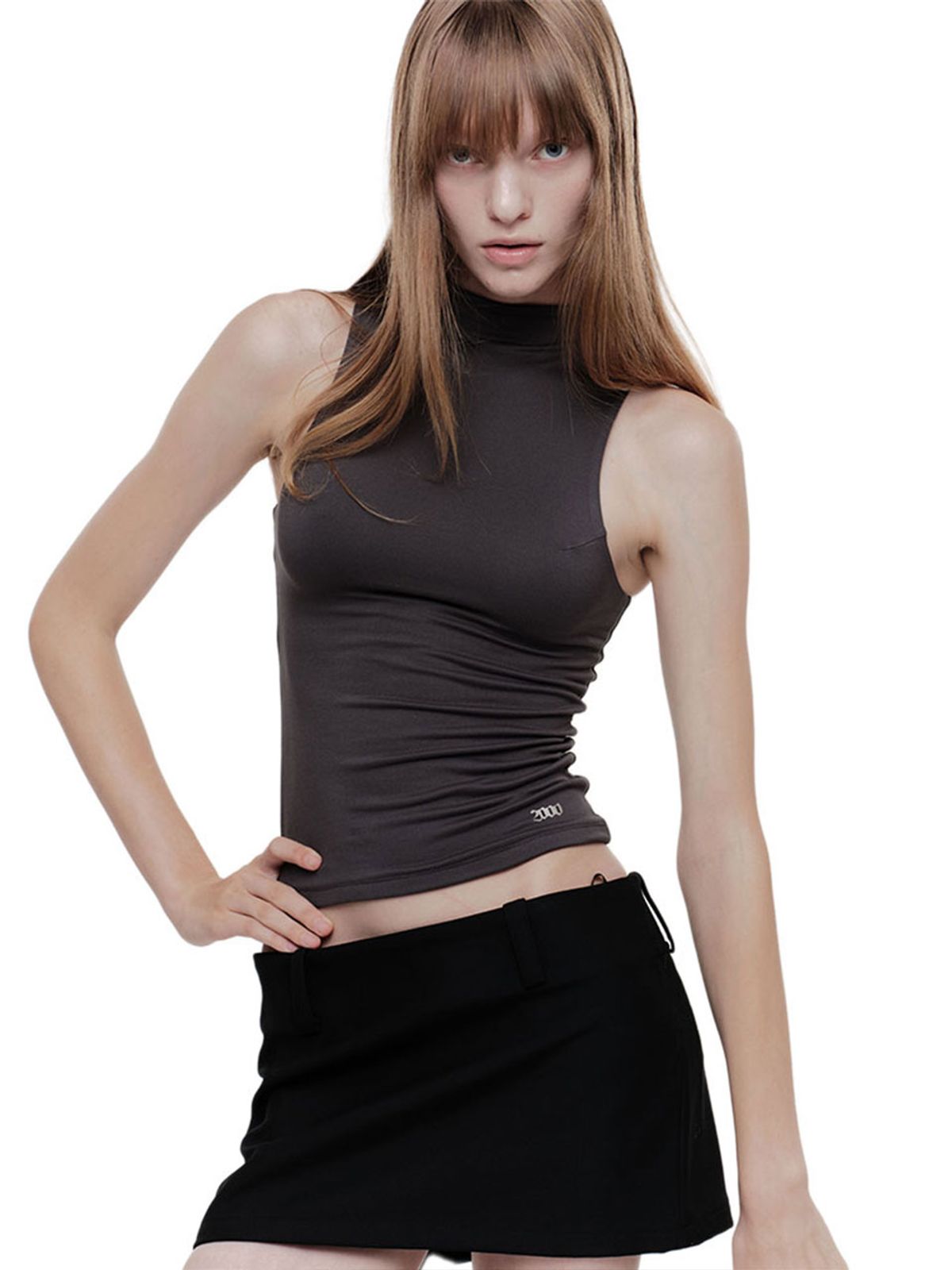 2000아카이브스(2000ARCHIVES) MOCK NECK CONTOUR TANK (CHARCOAL)