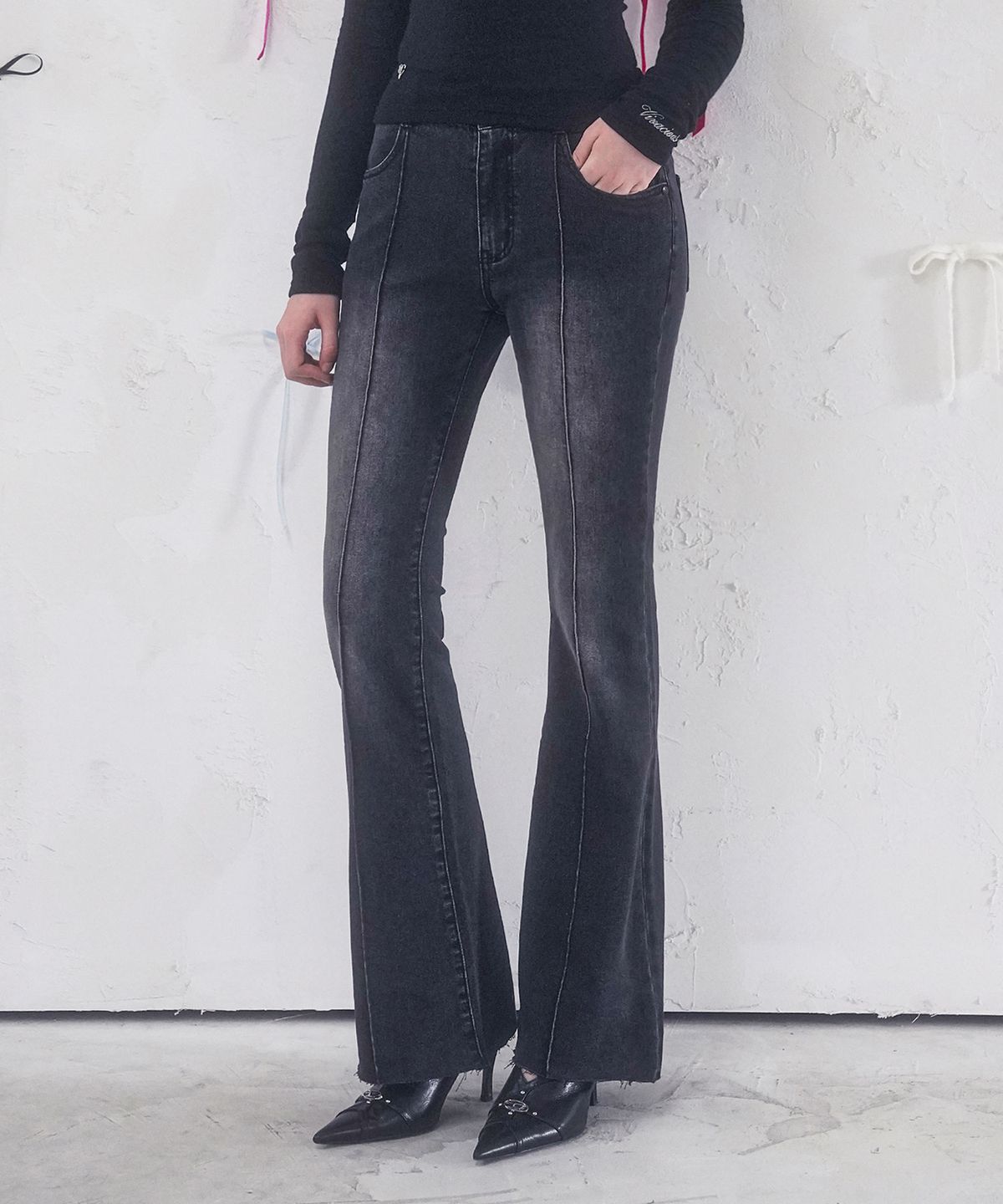 비바셔스(VIVACIOUS) Sculpted Bootscut Pants BLACK
