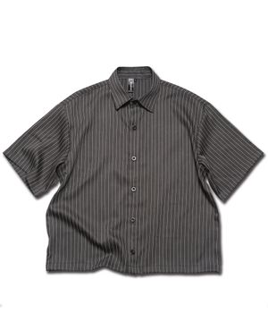 크롭 핀스트라이프 셔츠-그레이