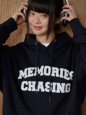 메모리즈 아트웍 솔리드 후드티셔츠_네이비