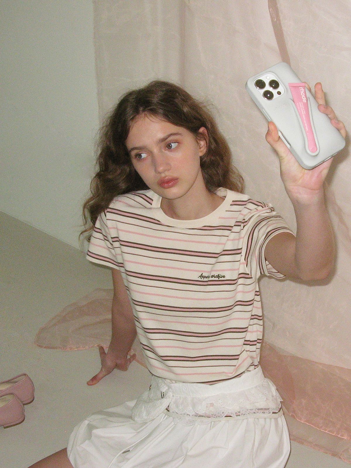 어패럴아카이브(APPAREL ARCHIVE) Alt stripe t-shirt - Ivory