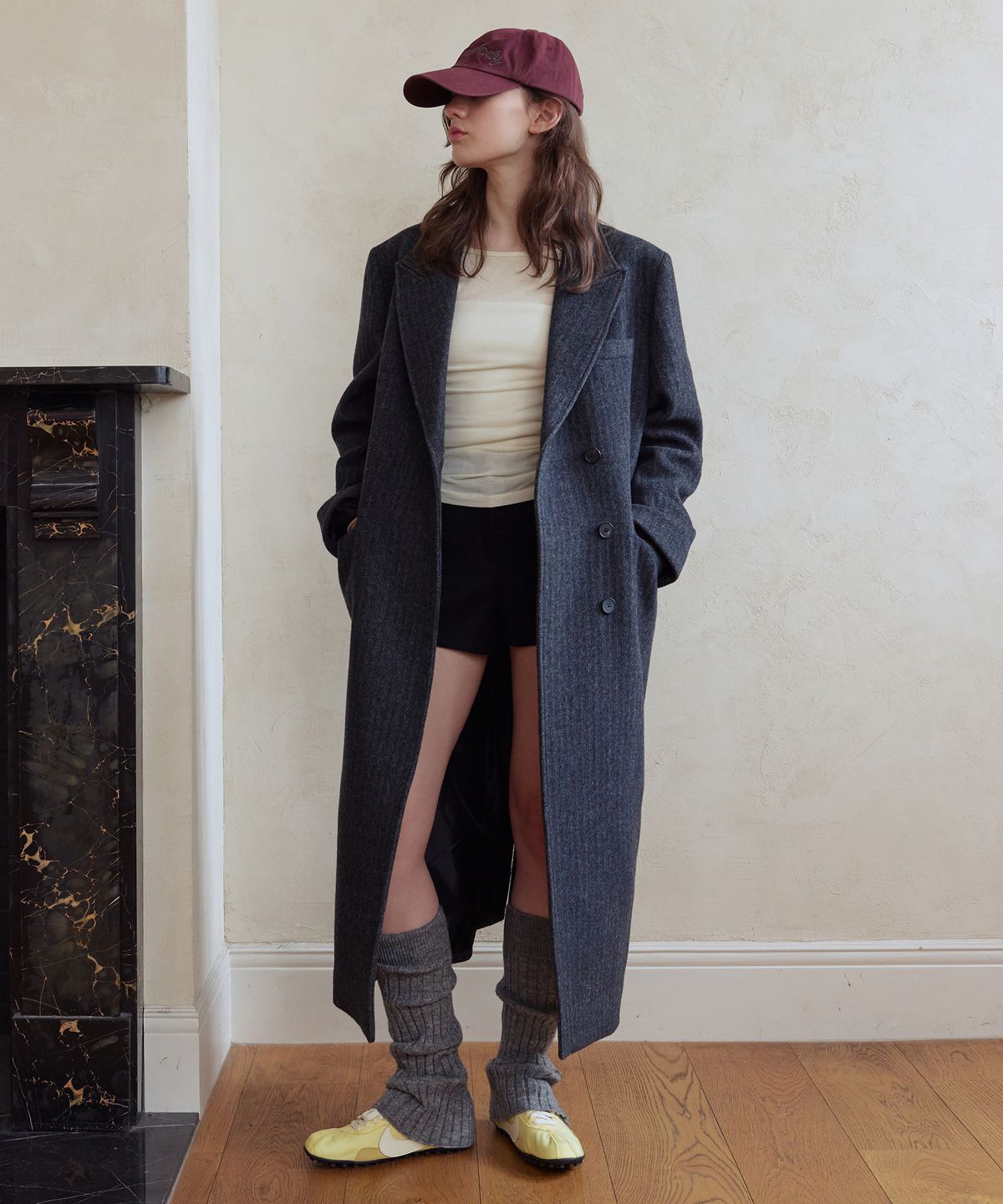 애프터아워즈(AFTERHOURS) TAILORED WOOL COAT V2 (CHARCOAL PIN STRIPE)