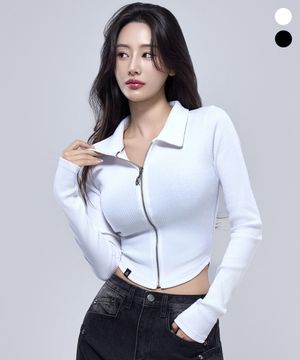 P5052 우먼 골지 크롭긴팔 [2COLOR]