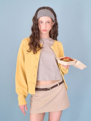 Some wool round cardigan_Yellow