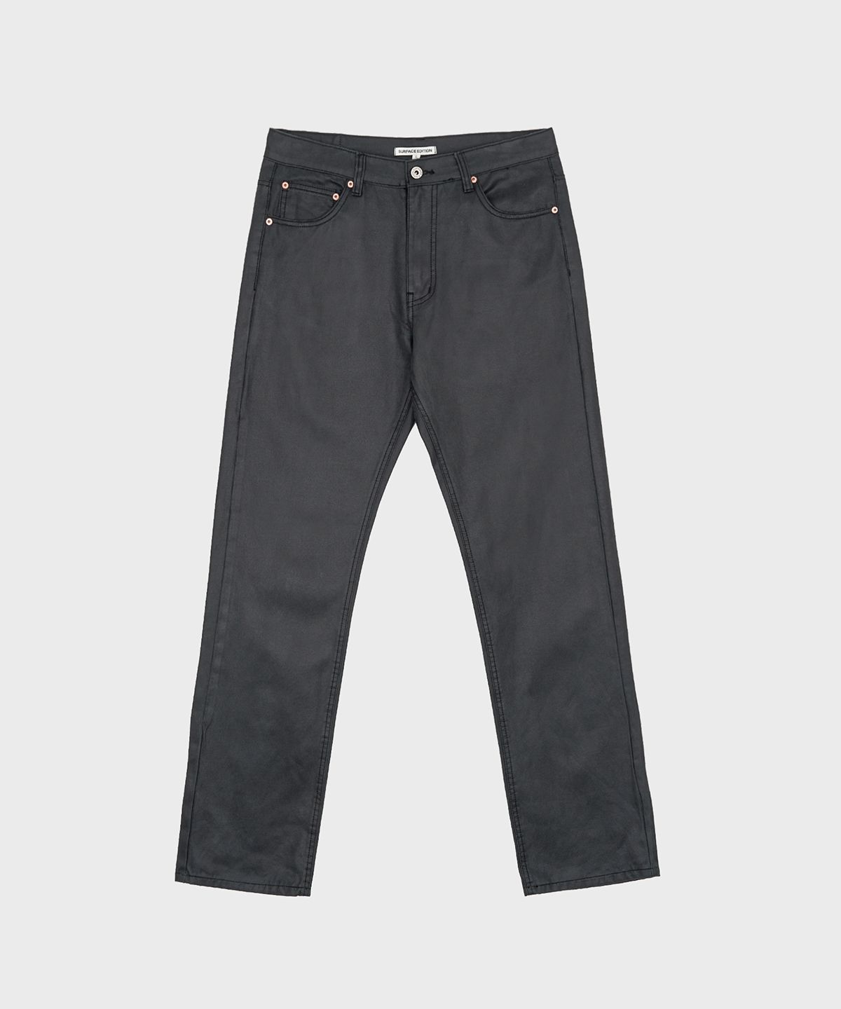 서피스에디션(SURFACE EDITION) FAUX LEATHER PANTS BLACK
