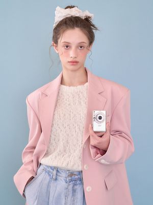 Our single button jacket_Pink
