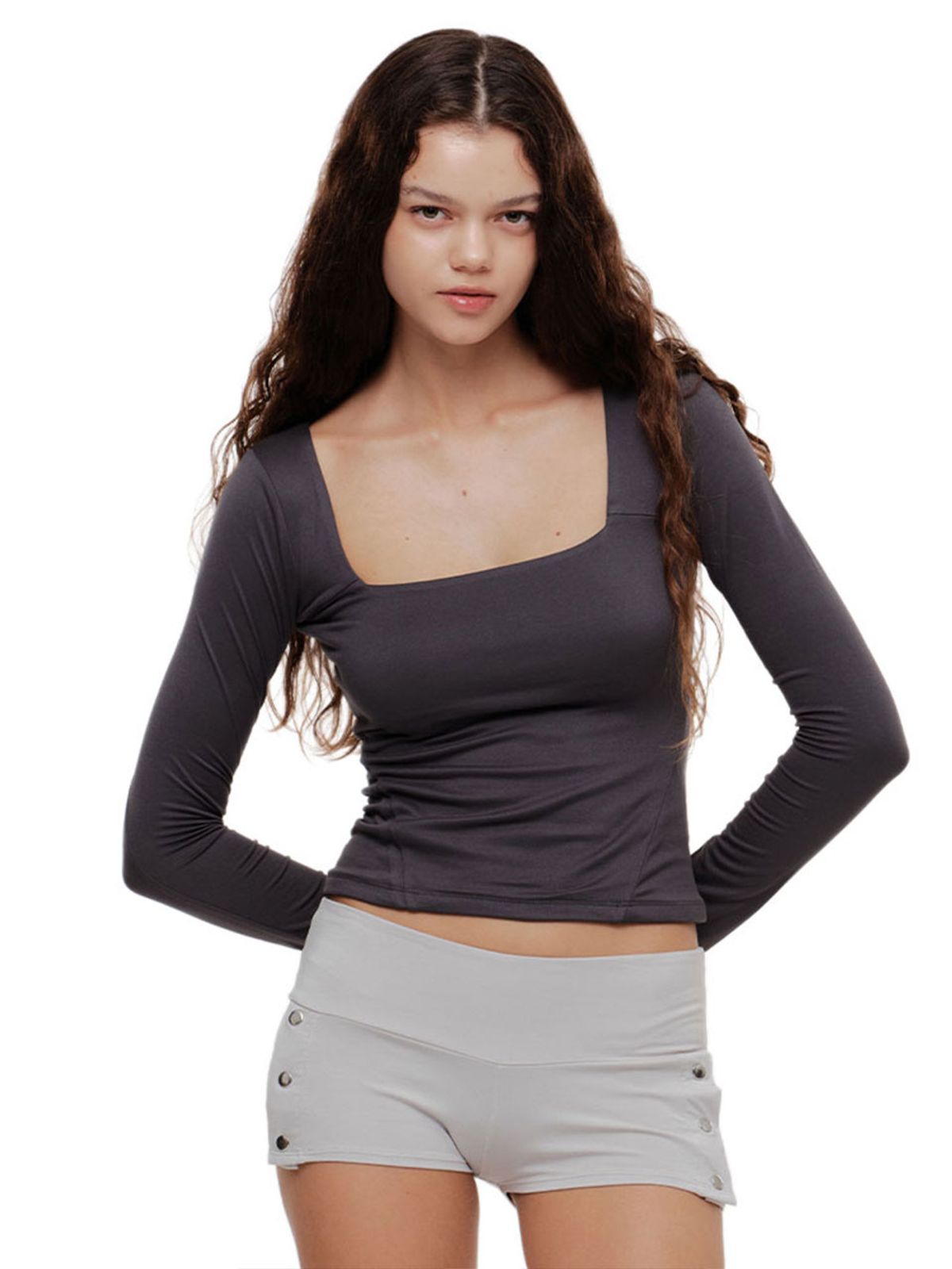 2000아카이브스(2000ARCHIVES) SQ NECK CONTOUR T (CHARCOAL)