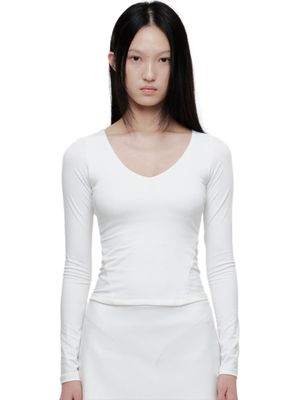 V NECK CONTOUR T (WHITE)