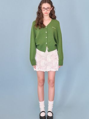 Loll wool v-neck cardigan_Green