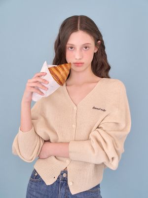 Loll wool v-neck cardigan_Beige