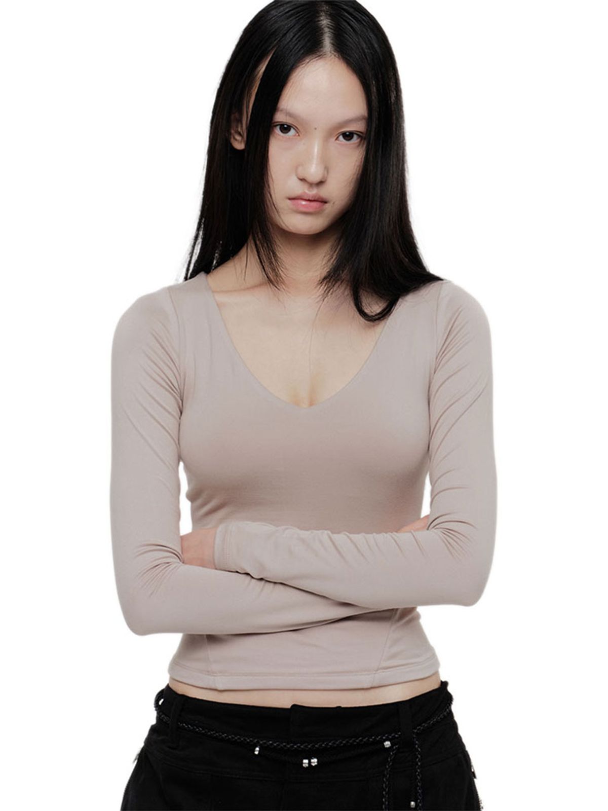 2000아카이브스(2000ARCHIVES) V NECK CONTOUR T (SKIN)