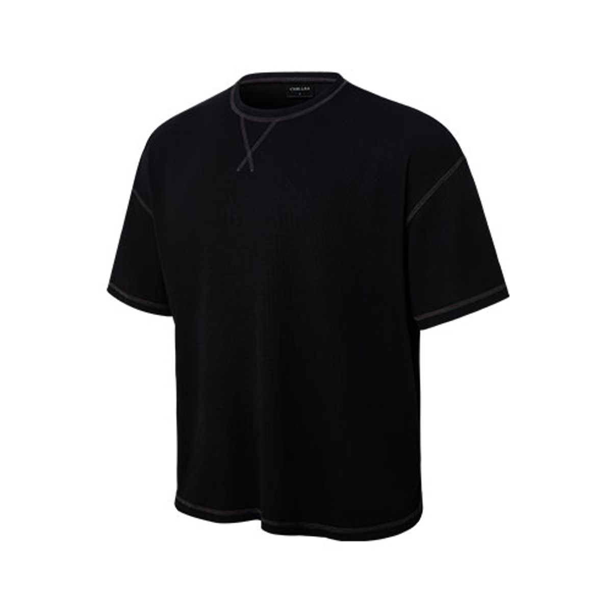 칠사(CHILLSA) Waffle Over Fit Short Sleeve_Black