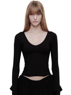 V NECK CONTOUR T (BLACK)