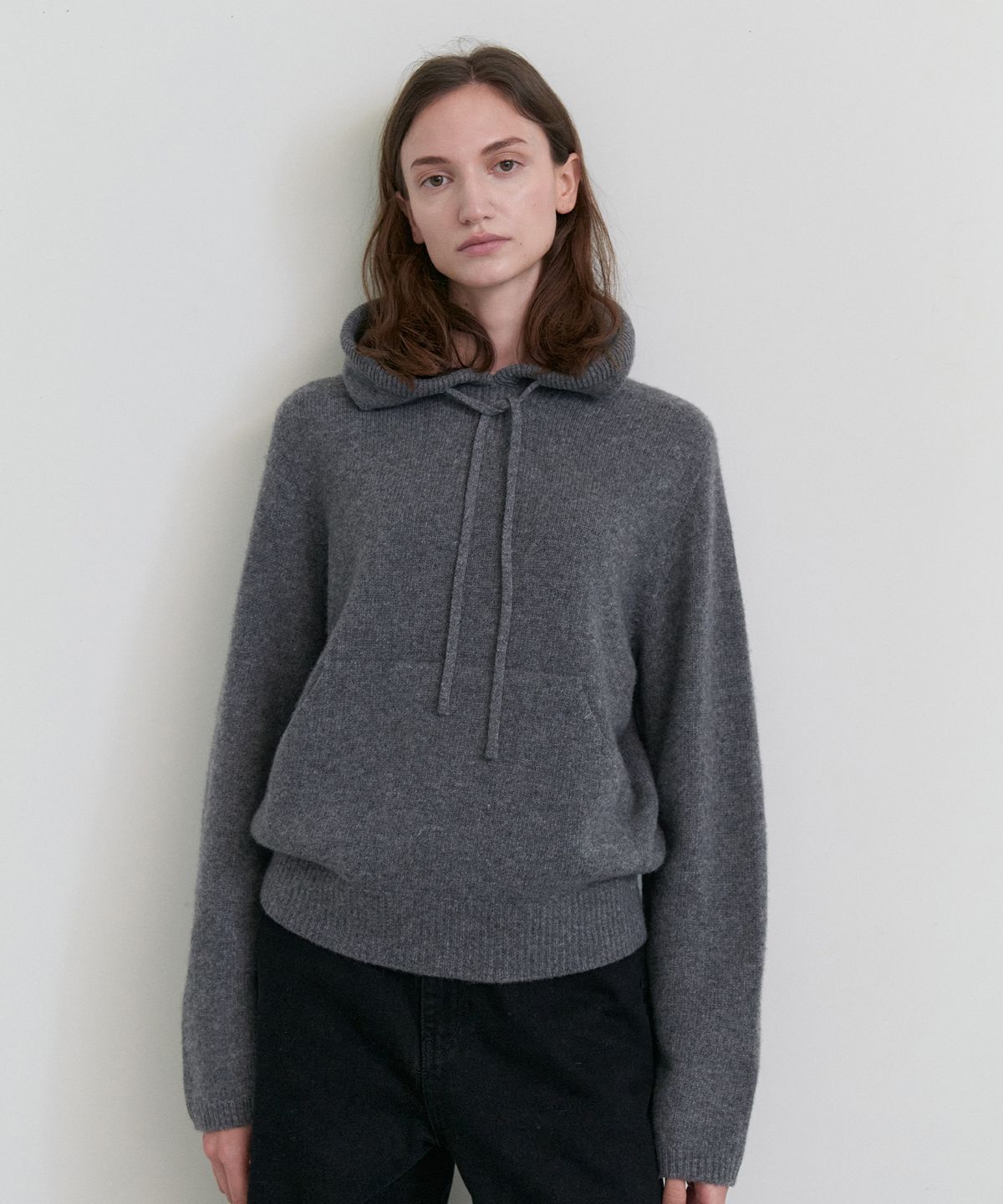 스텝어라운드(STEP AROUND) Cashmere wholegarment hoody pullover_M/GREY