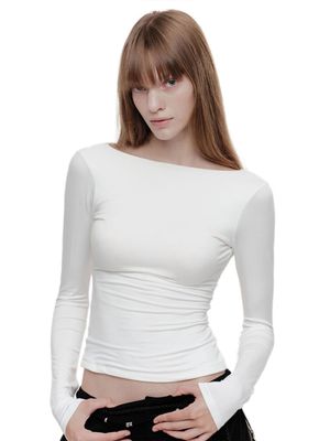 DEEP SCOOP BACK CONTOUR T (WHITE)