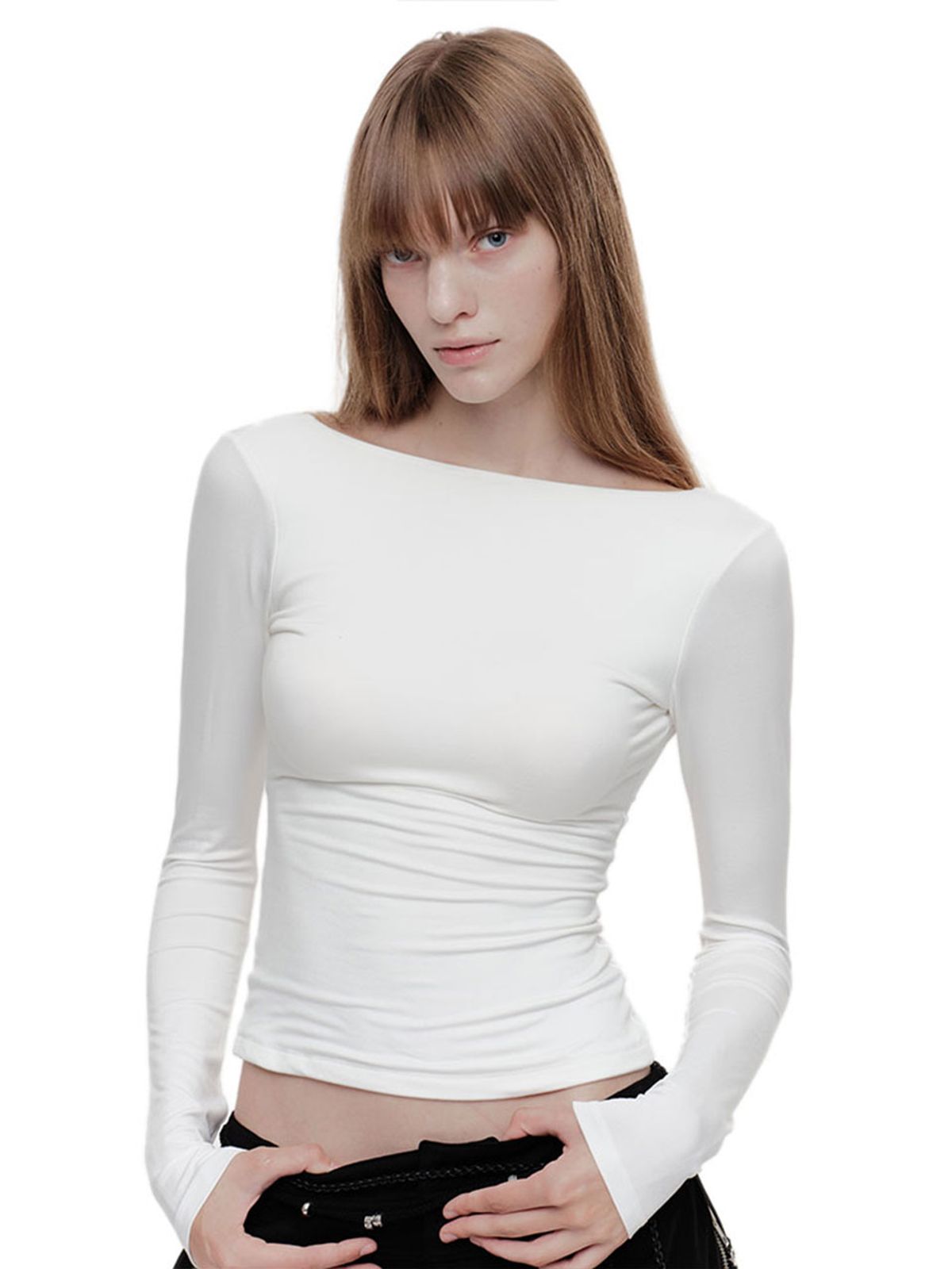 2000아카이브스(2000ARCHIVES) DEEP SCOOP BACK CONTOUR T (WHITE)