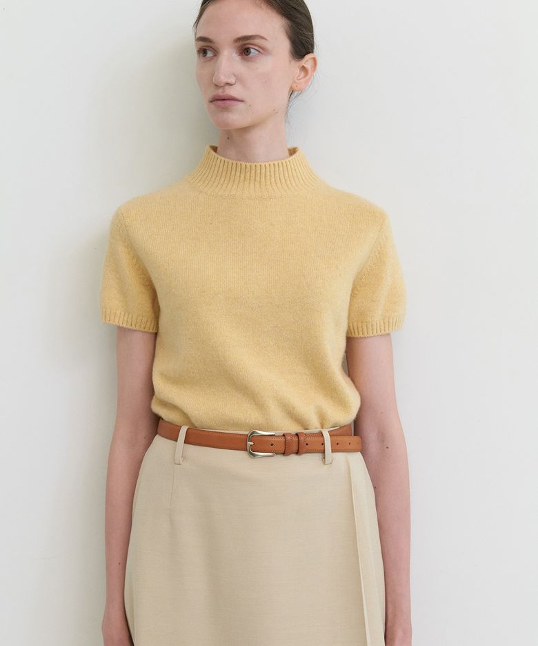 Mar crop half knit_MUSTARD