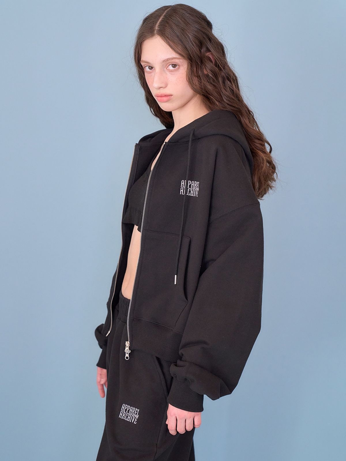 어패럴아카이브(APPAREL ARCHIVE) AA heavy hood zip up_Black