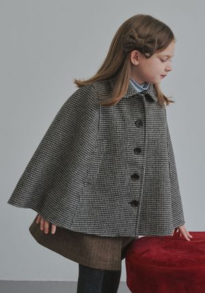 BZ62CT02BG 베이지 체크 핸드메이드 울 케이프