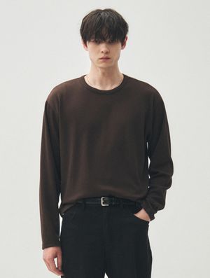 골지 크롭 롱 슬리브 [다크브라운]