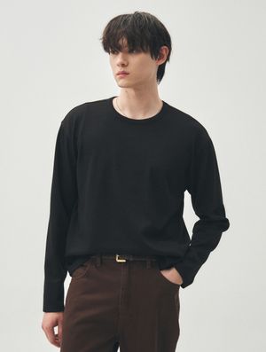 골지 크롭 롱 슬리브 [블랙]