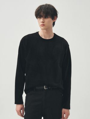 벨루아 크롭 롱 슬리브 [블랙]