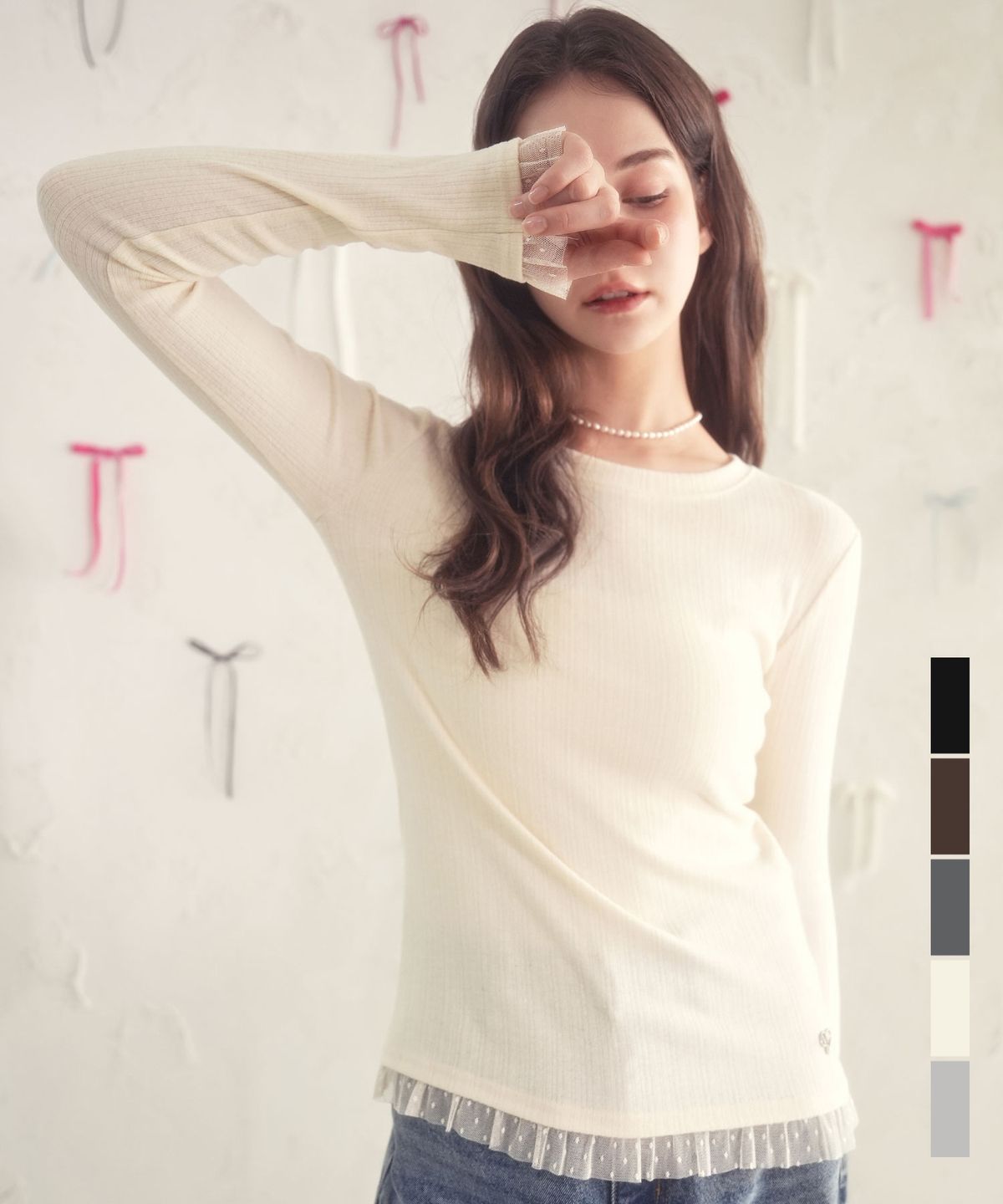 비바셔스(VIVACIOUS) Mirage Lace Frill Tee_5Colors