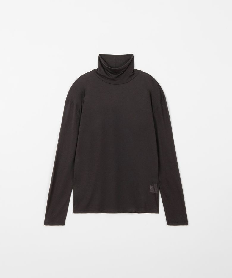 Sheer turtleneck t-shirt / DARK GRAY