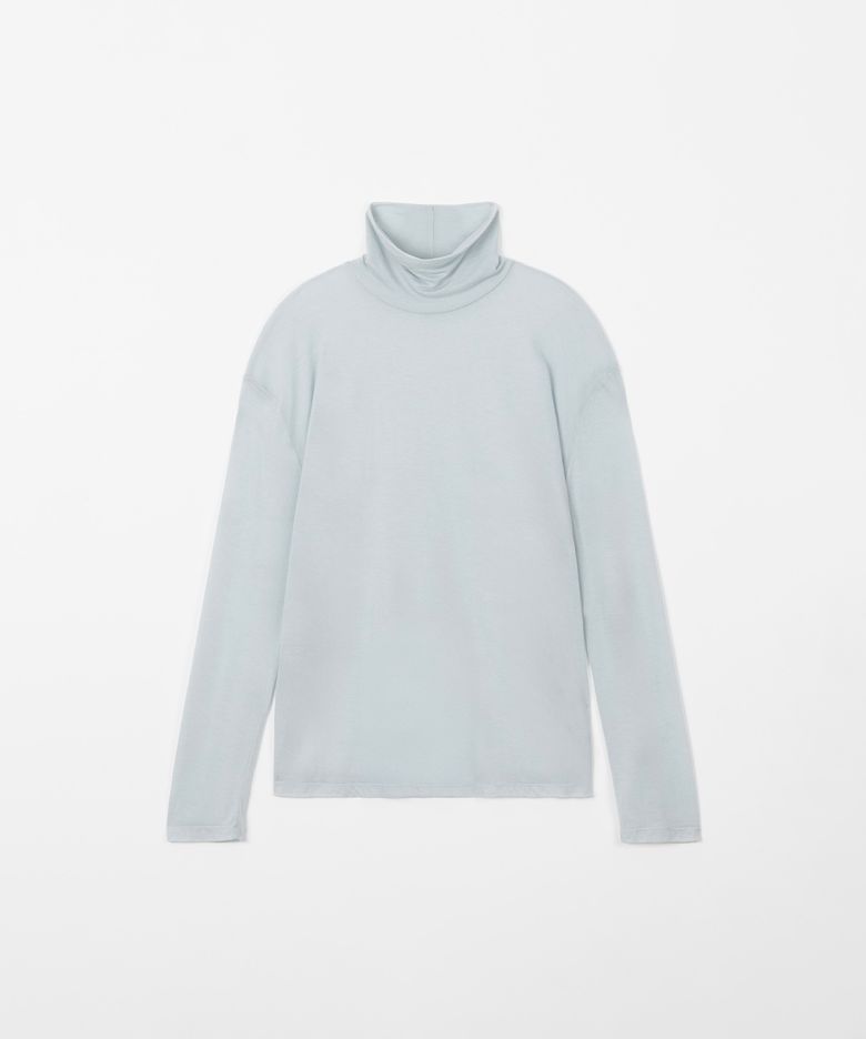 Sheer turtleneck t-shirt / LIGHT BLUE
