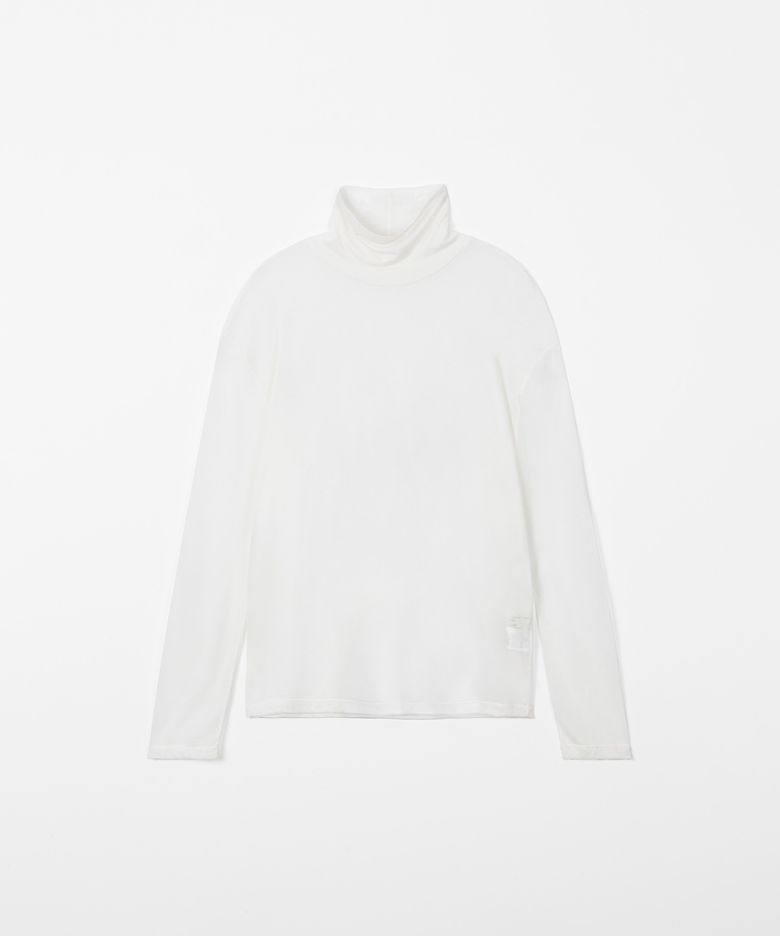 Sheer turtleneck t-shirt / WHITE