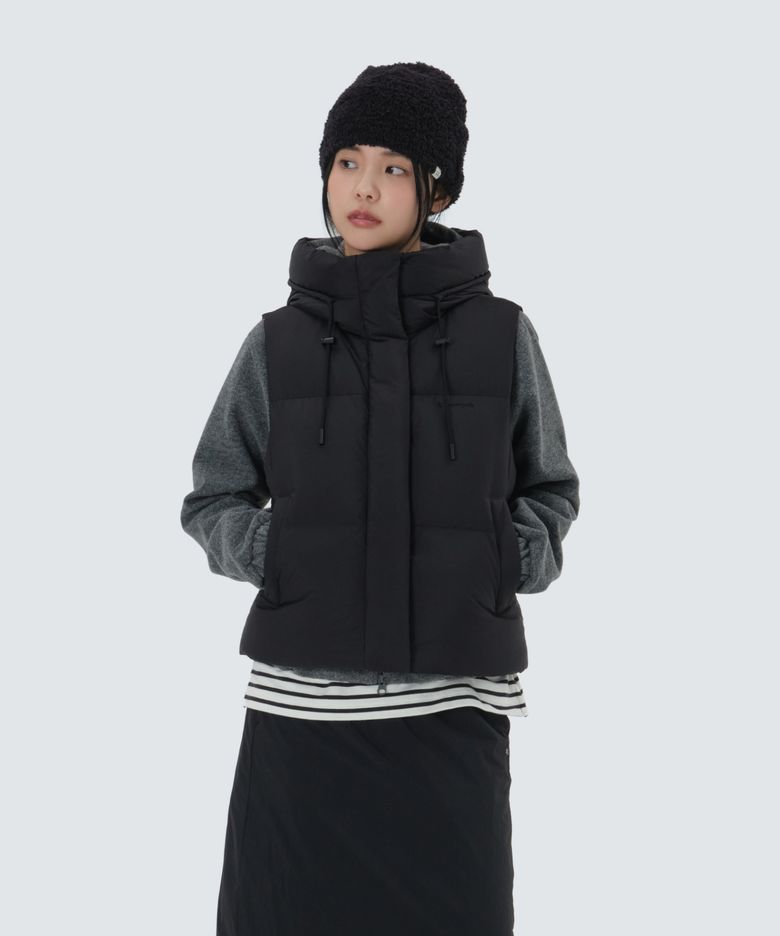 퍼피나 여성 후드 다운 베스트 (S25WWFDV21) Black