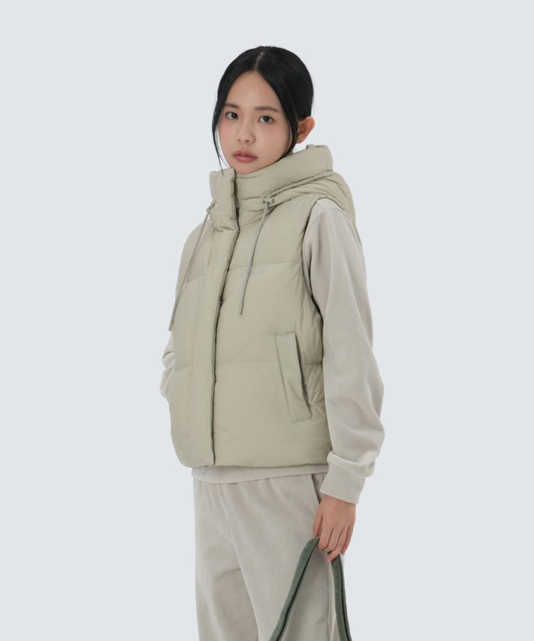 퍼피나 여성 후드 다운 베스트 (S25WWFDV21) Pastel Olive