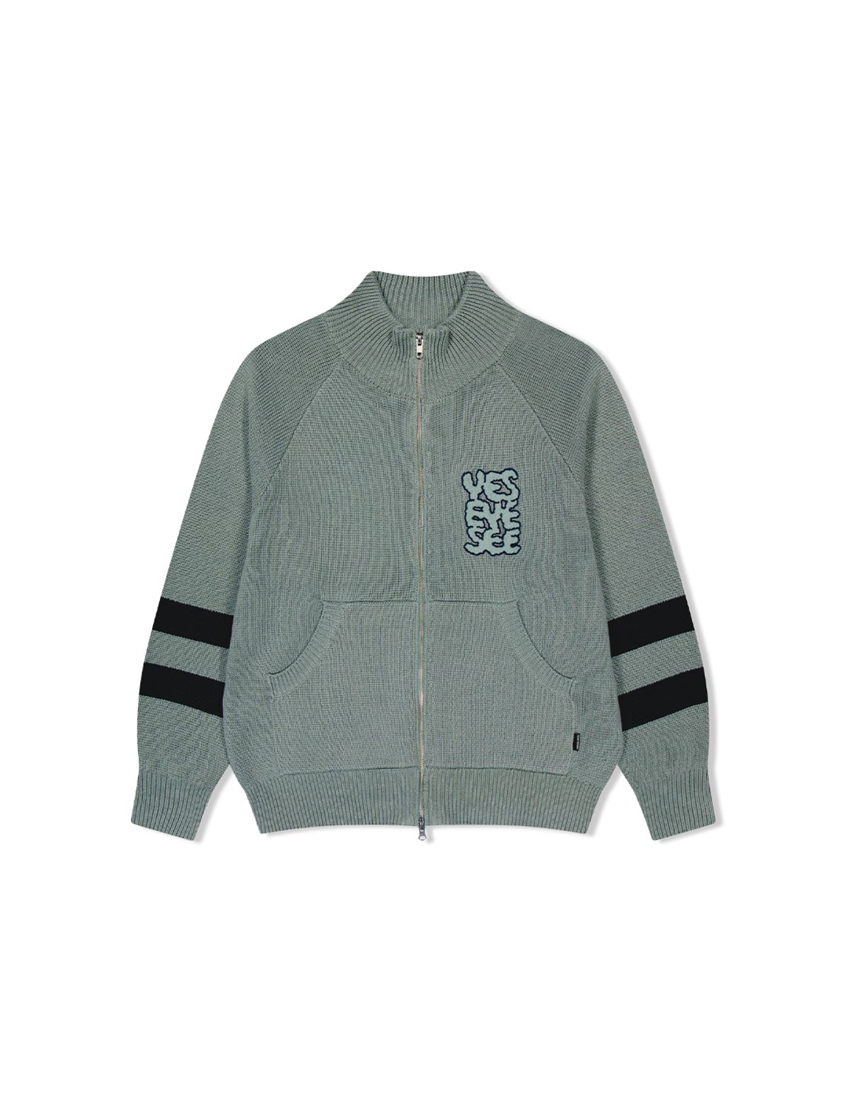 예스아이씨(YESEYESEE) Front Pocket knit Zip-up Ash Blue