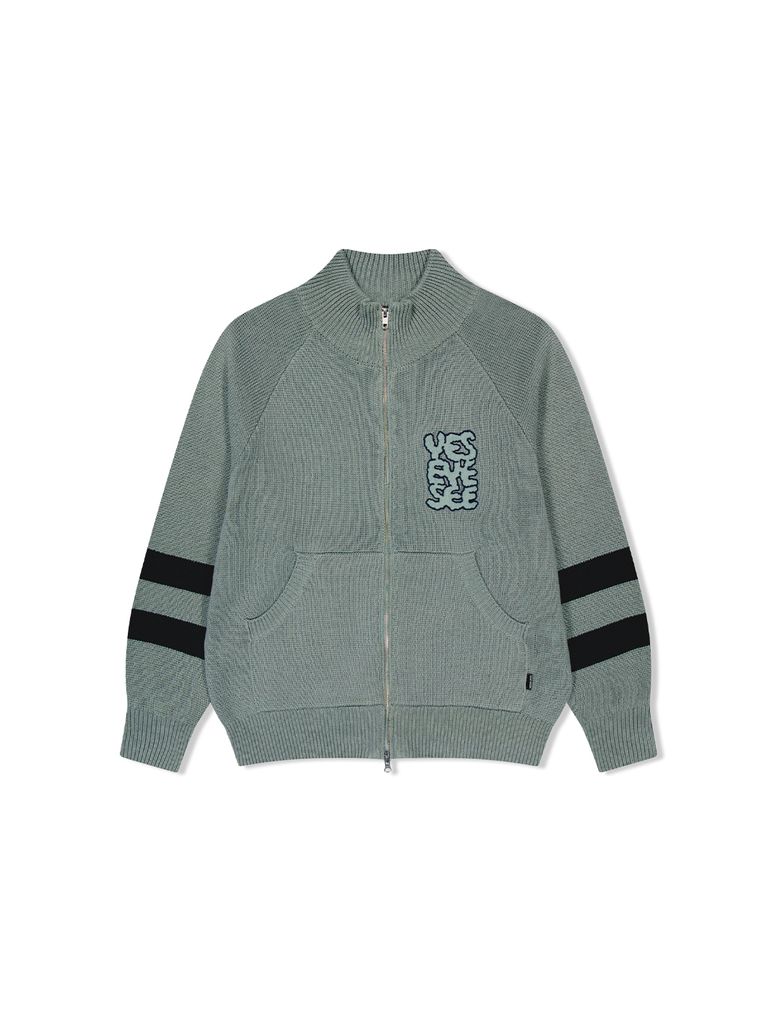 Front Pocket knit Zip-up Ash Blue