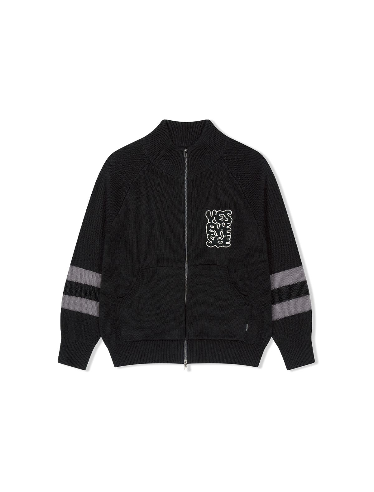 예스아이씨(YESEYESEE) Front Pocket knit Zip-up Black