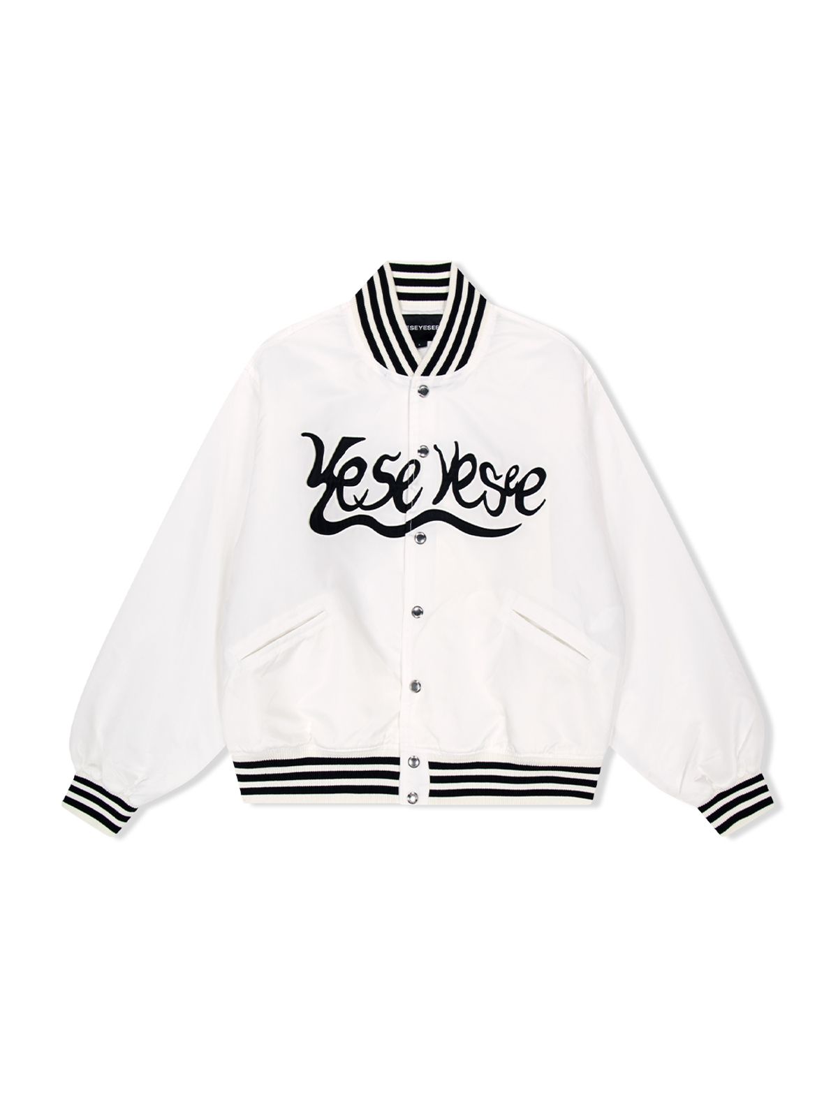 예스아이씨(YESEYESEE) Y.E.S Snail Logo Stadium Jacket White