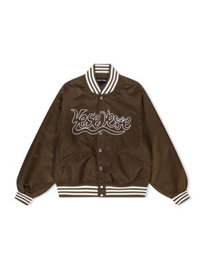 Y.E.S Snail Logo Stadium Jacket Brown