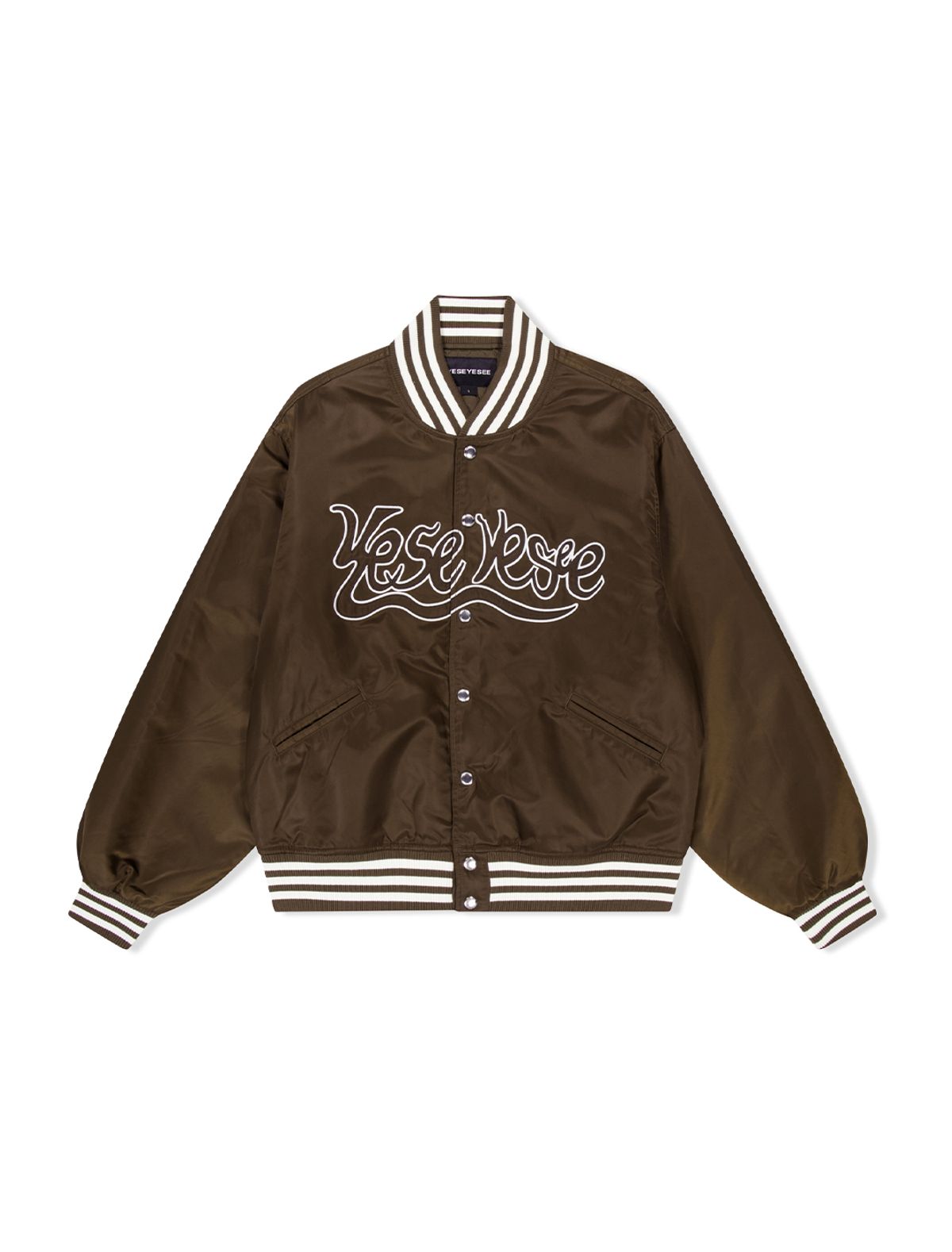 예스아이씨(YESEYESEE) Y.E.S Snail Logo Stadium Jacket Brown