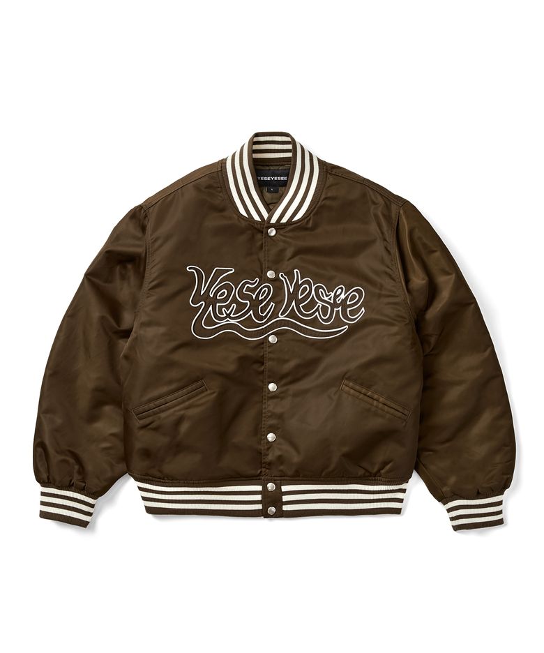 Y.E.S Snail Logo Stadium Jacket Brown