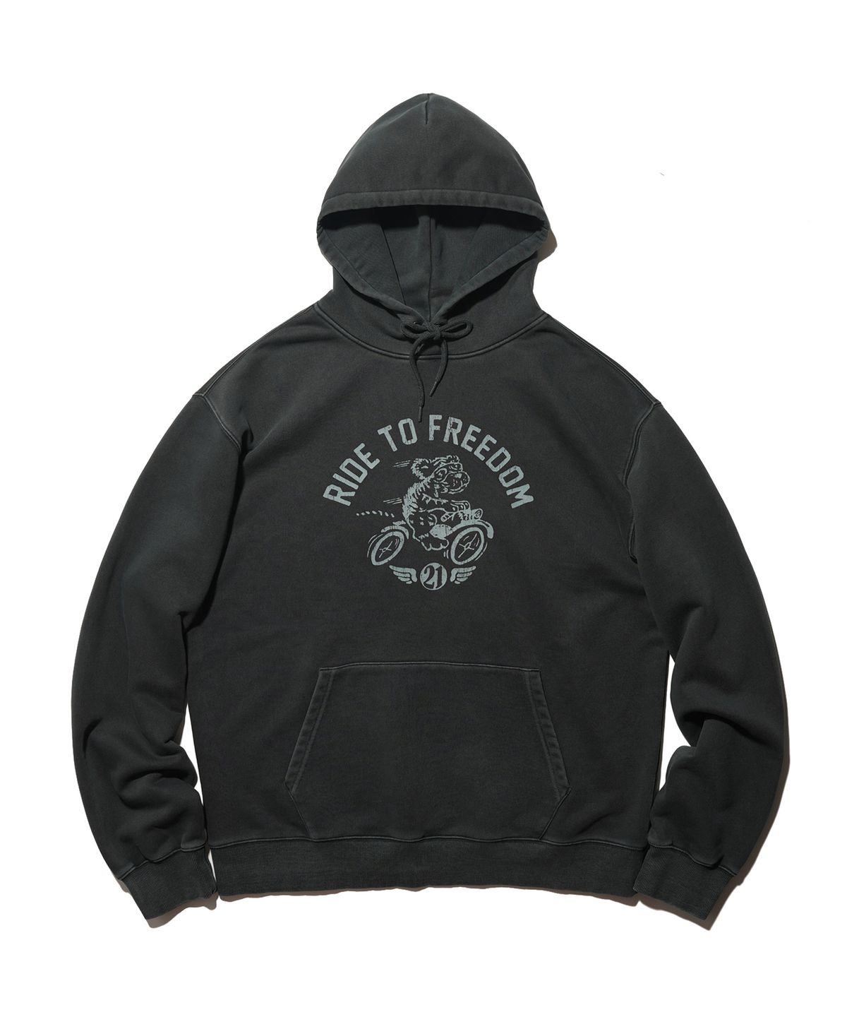 핍스 모터사이클(PHYPS MOTORCYCLE) Vintage Bear Graphic Hoodie Charcoal