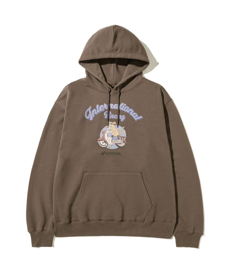 Vintage Riding Bear Hoodie Brown